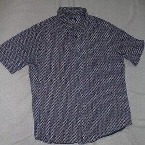 Mens XL George‎ Blue Short Sleeve Button Up Pocket Casual Shirt